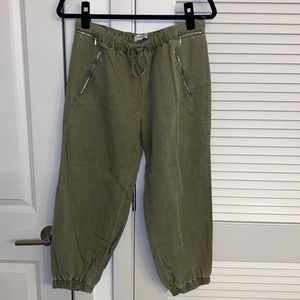 zara linen cropped joggers